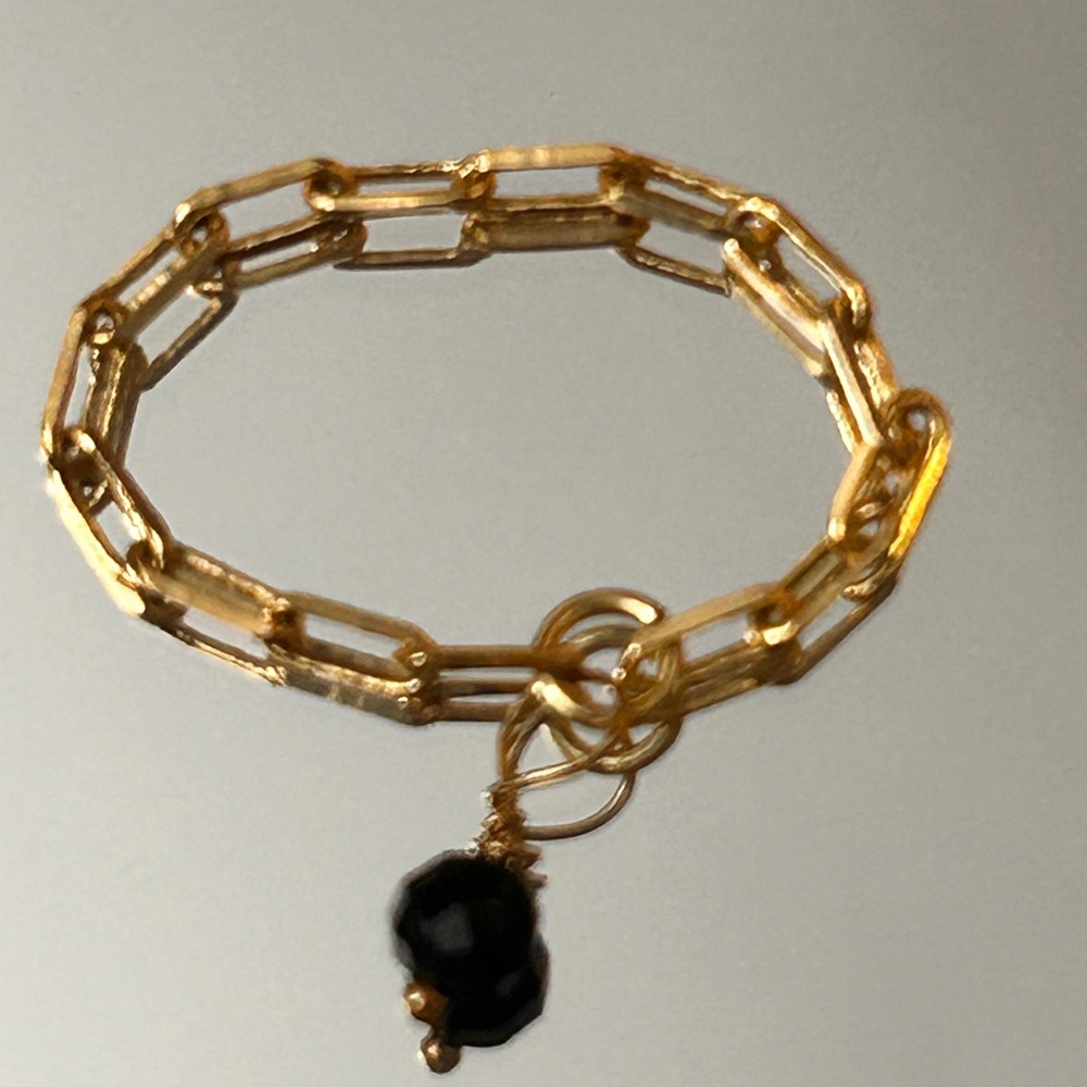 14k GOLD FILLED Paperclip Ring with Gemstone charm